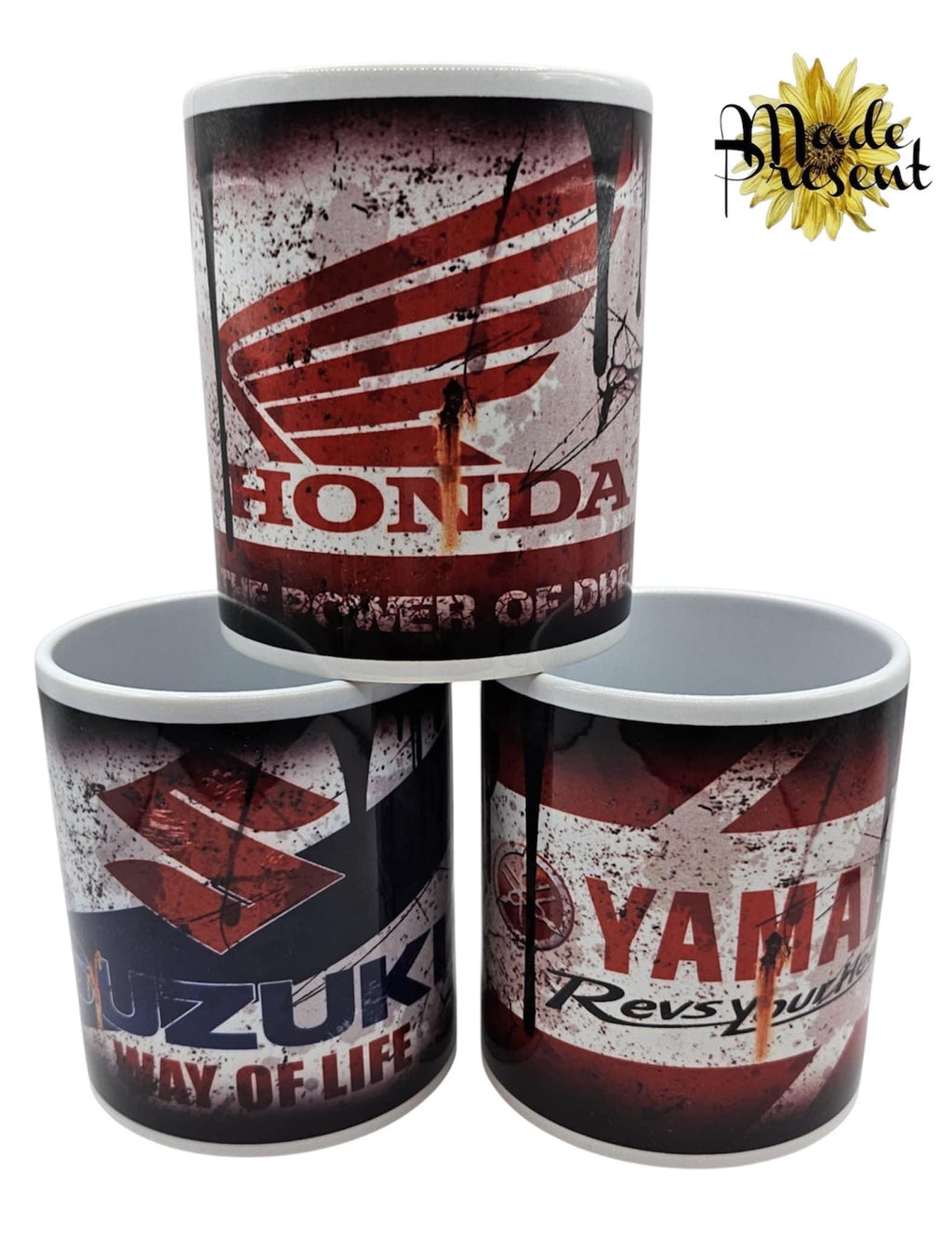 Retro Oil Coffee/Tea Mug Motor Bike Theme Yamaha Honda Suzuki BMW