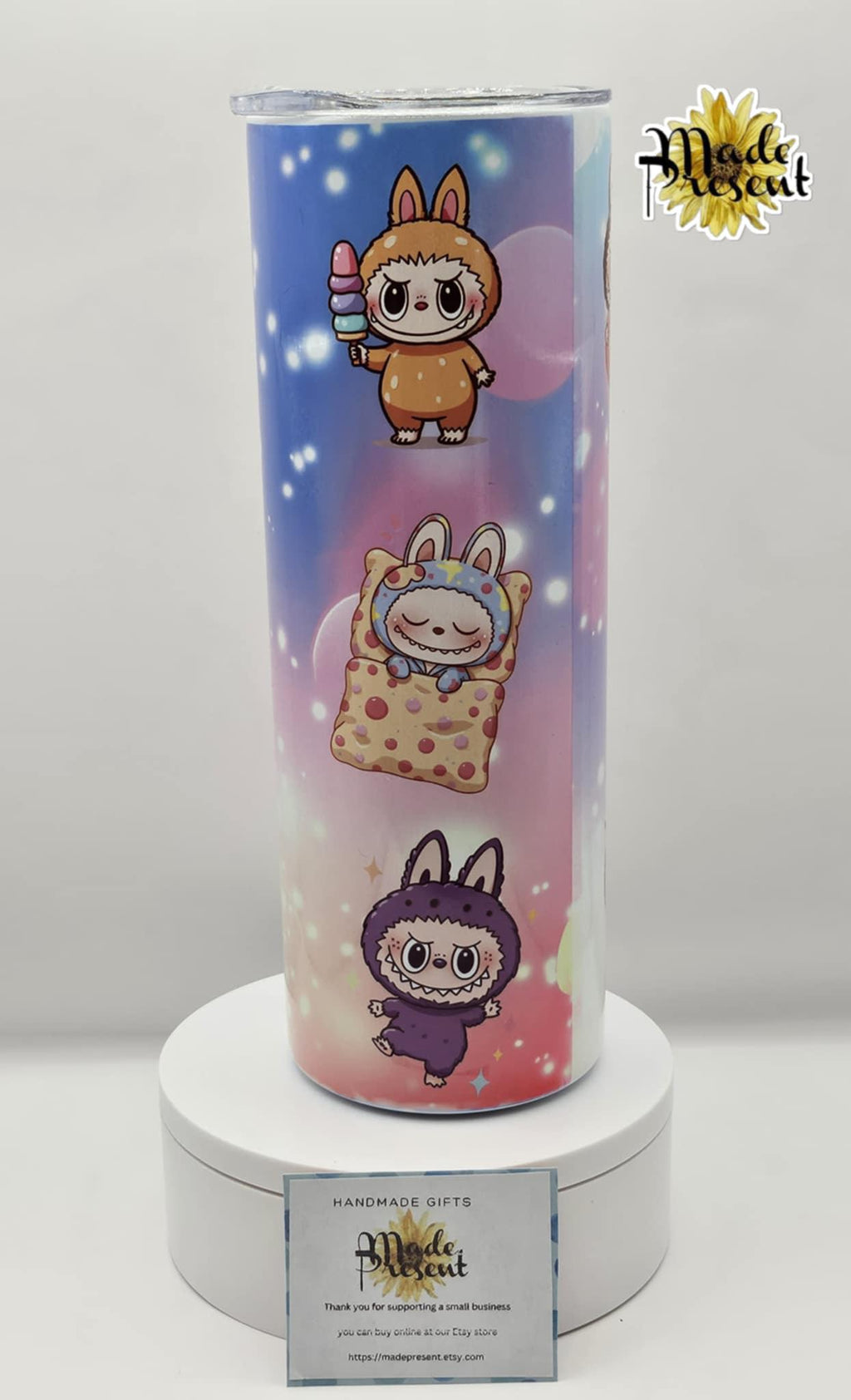 Labubu 4 different designs available Tumbler 20 oz: Insulated Stainless Steel with Straw