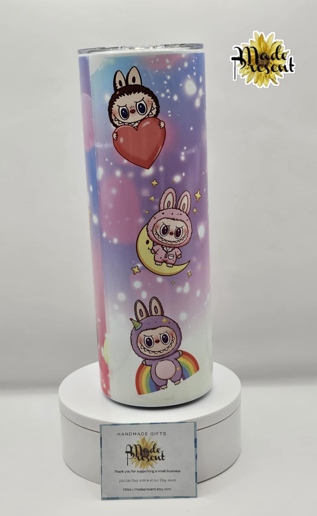 Labubu 4 different designs available Tumbler 20 oz: Insulated Stainless Steel with Straw