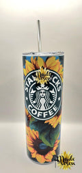 Floral Coffee Tumbler: Pink & White Hibiscus, 20 oz Insulated Travel Mug