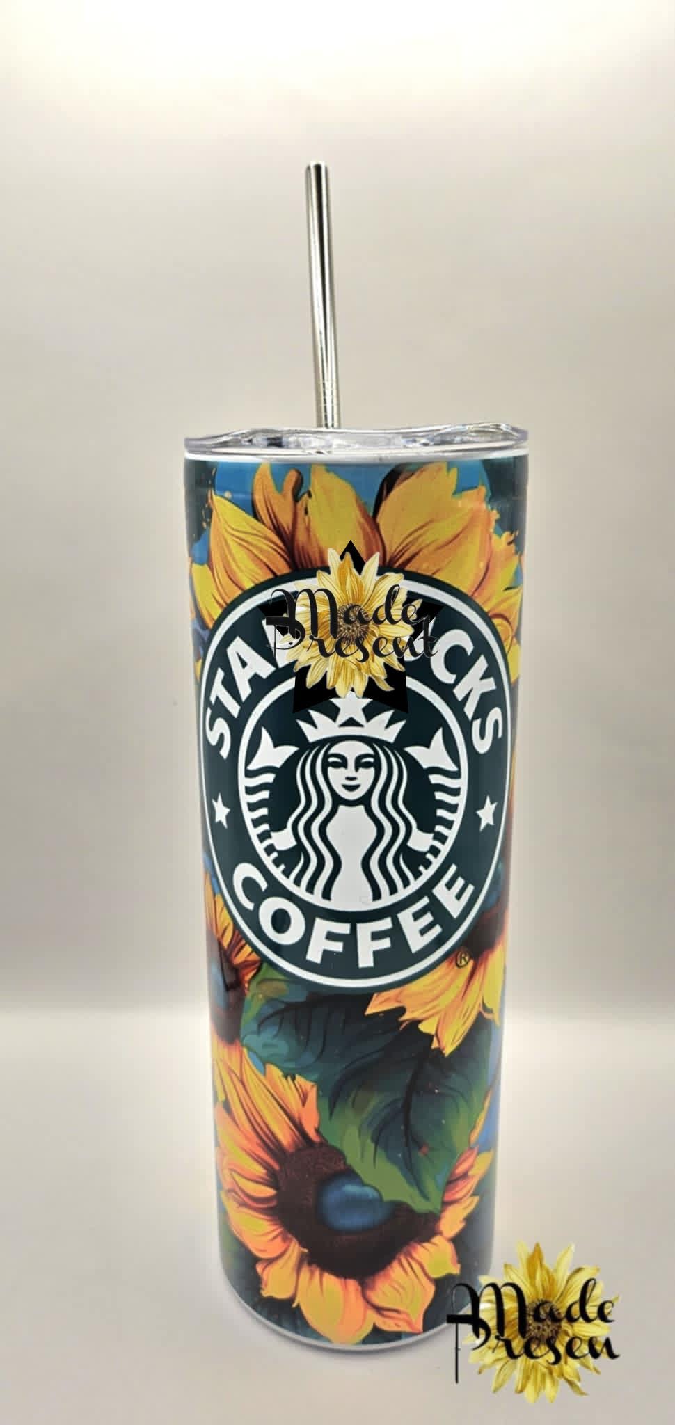Floral Coffee Tumbler: Pink & White Hibiscus, 20 oz Insulated Travel Mug