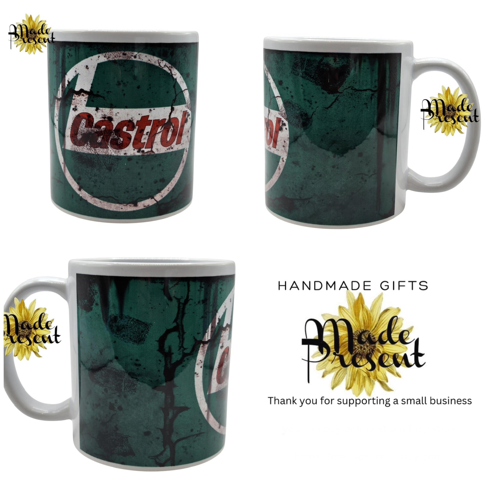 Retro Inspired Oil Mugs Coffee/Tea Mug.. Castrol Vespa