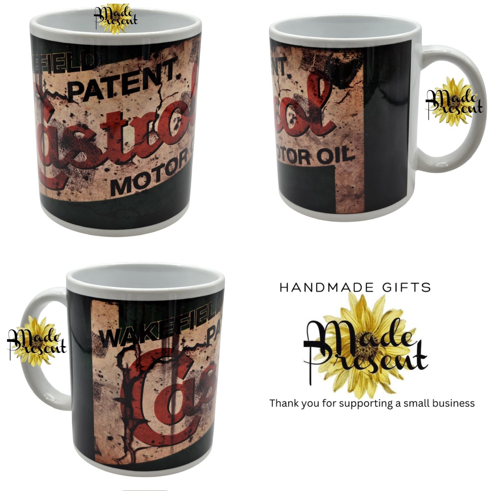 Retro Inspired Oil Mugs Coffee/Tea Mug.. Castrol Vespa