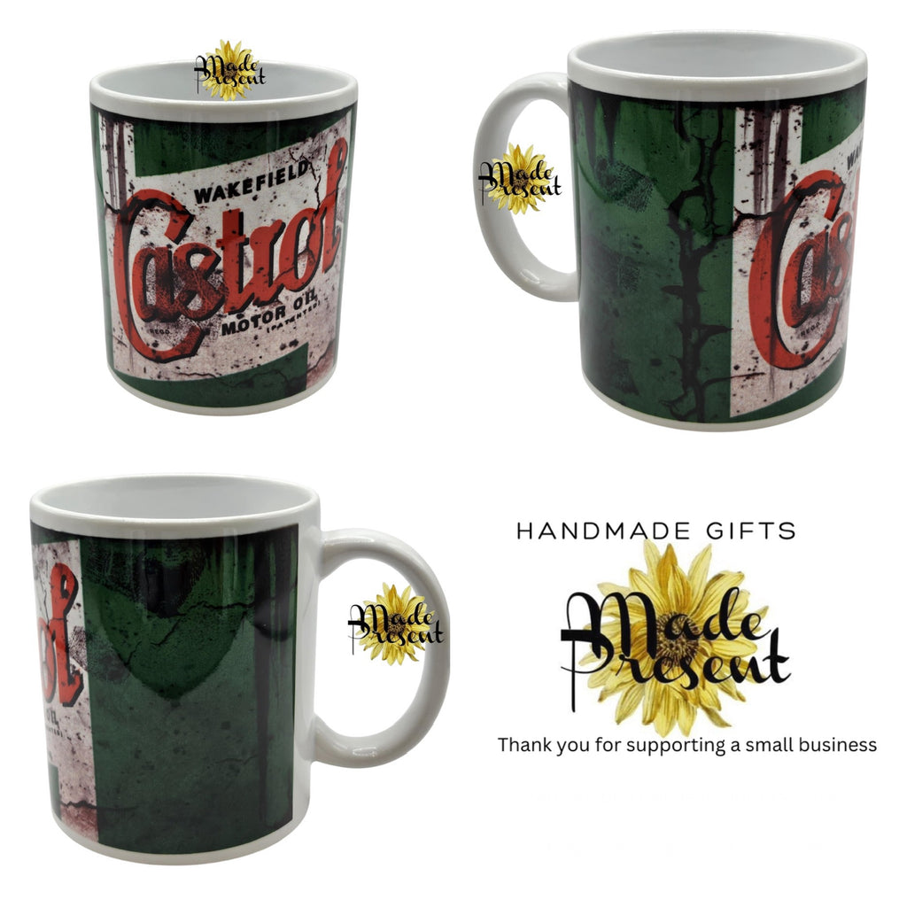 Retro Inspired Oil Mugs Coffee/Tea Mug.. Castrol Vespa