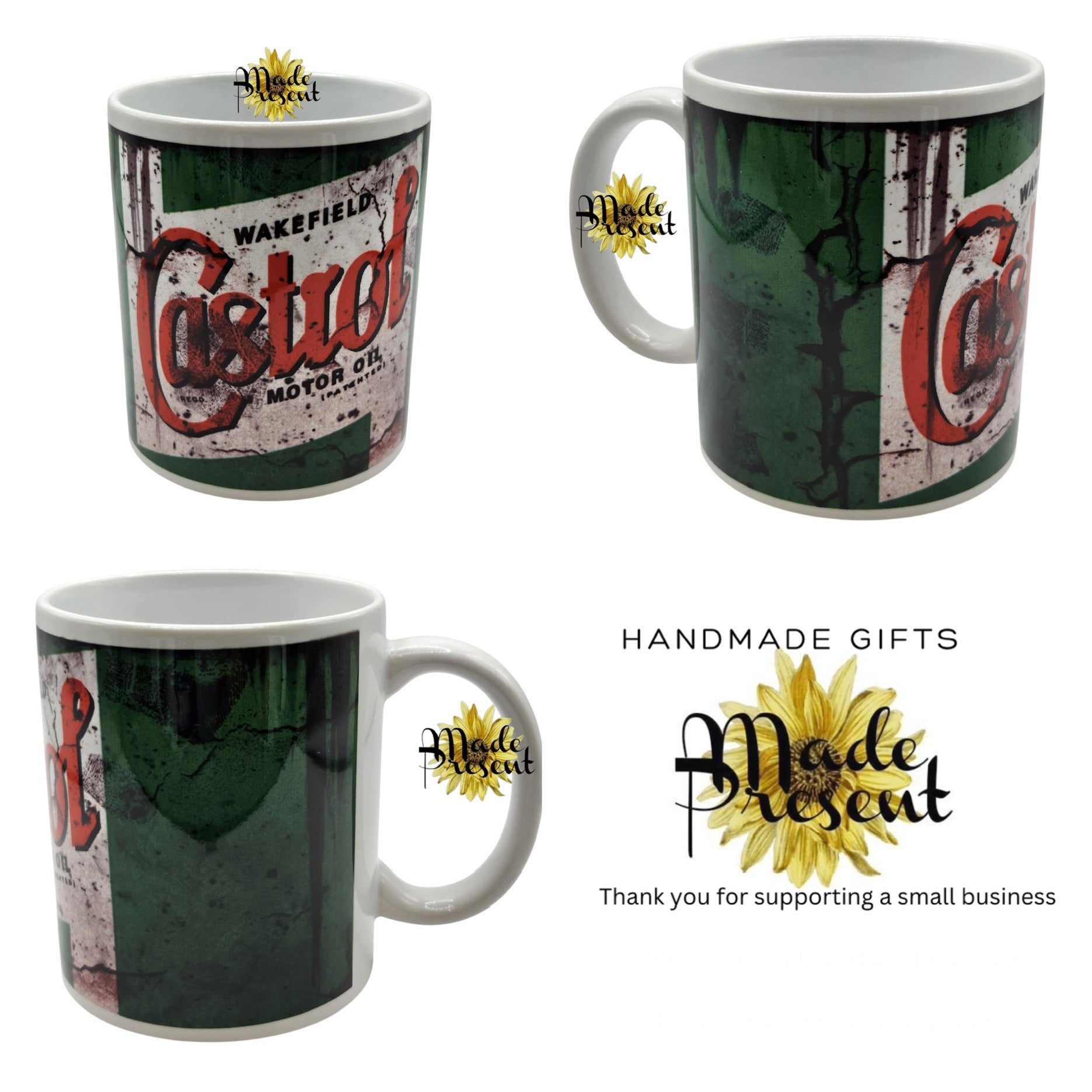 Retro Inspired Oil Mugs Coffee/Tea Mug.. Castrol Vespa