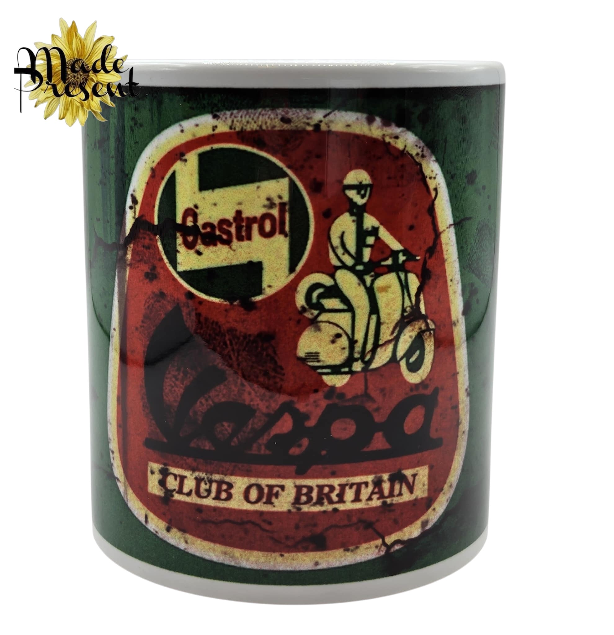 Retro Inspired Oil Mugs Coffee/Tea Mug.. Castrol Vespa