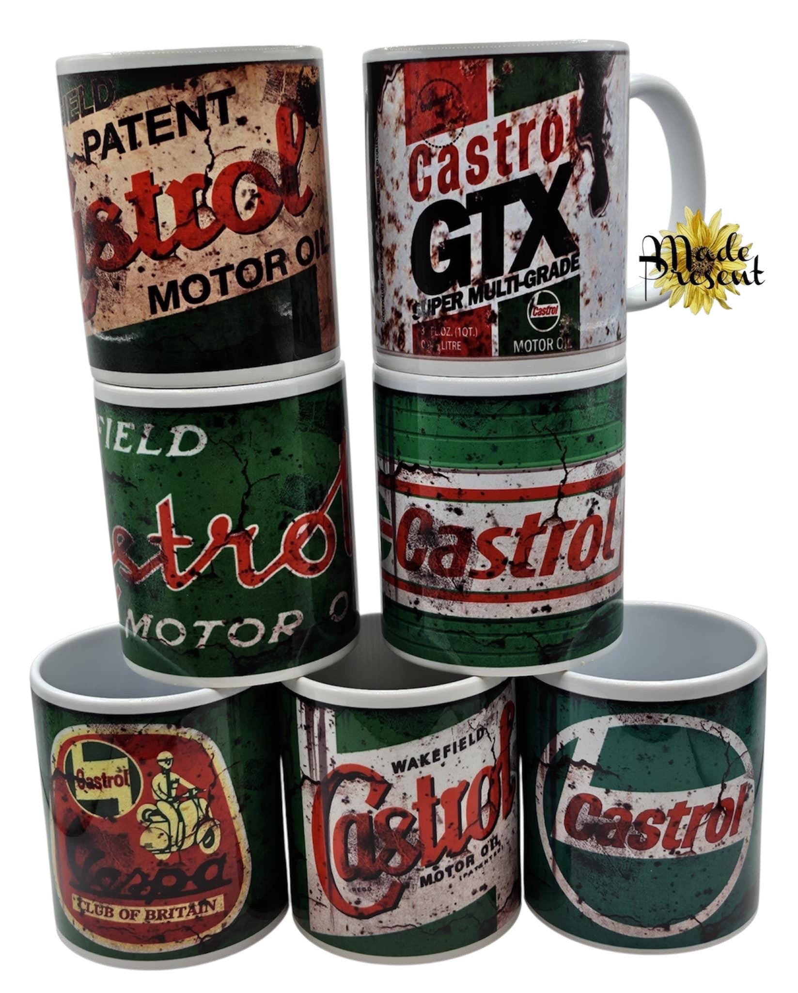 Retro Inspired Oil Mugs Coffee/Tea Mug.. Castrol Vespa