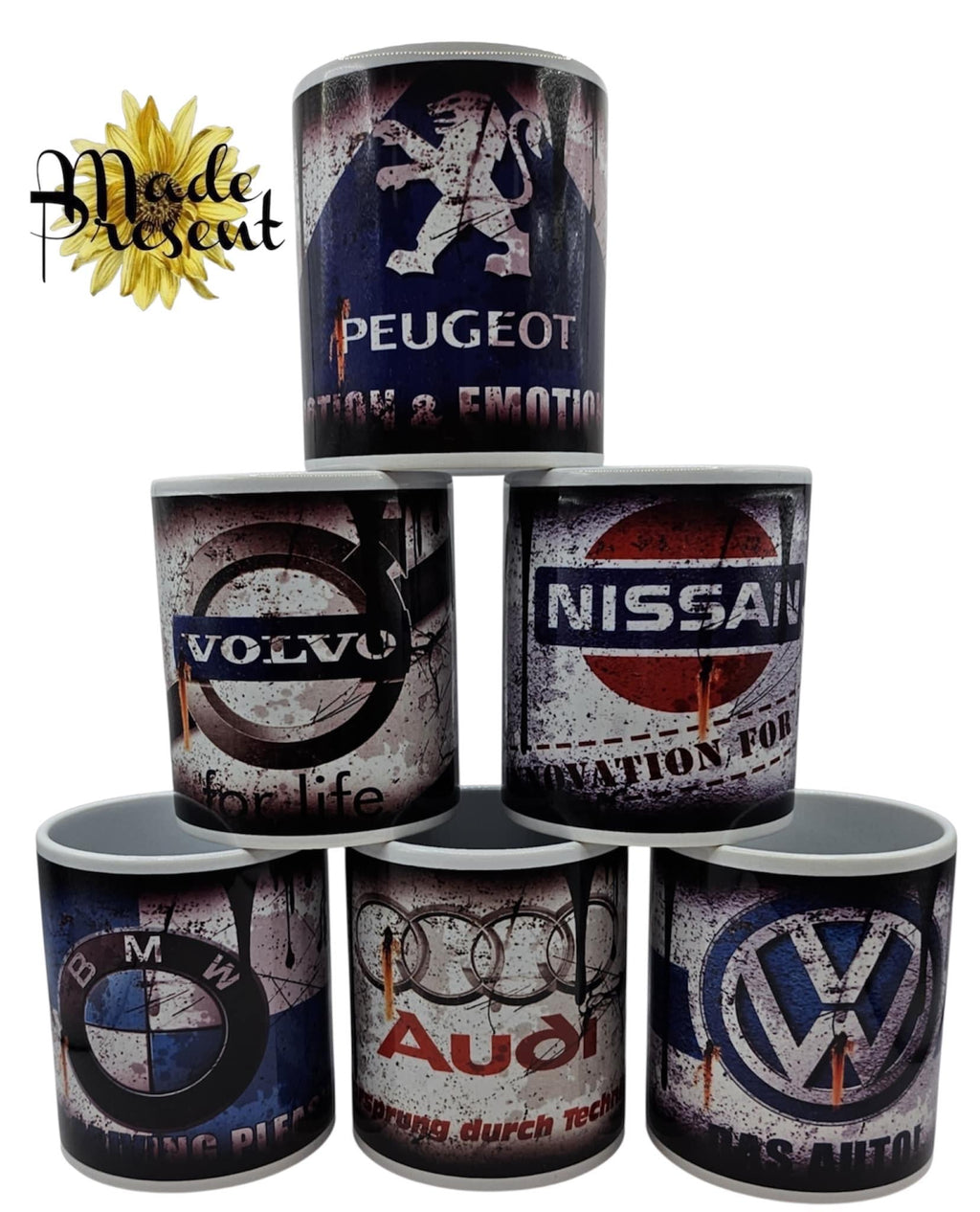 Retro Oil Coffee/Tea Mug Motor Bike Theme Yamaha Honda Suzuki BMW